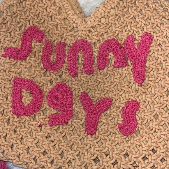 SUNNY Days macramé beach tote bag purse hippie boho New cute tassels - Picture 5 of 9